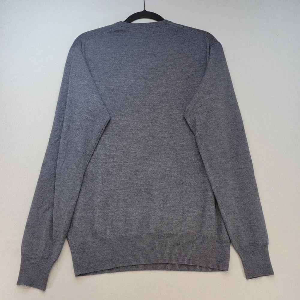 Peter Millar Sweater Mens Medium Gray V-Neck Crown Soft Merino Wool Silk Blend